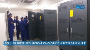 Bộ lưu điện UPS 160KVA có 3 pha vào 3 pha ra cho dây chuyền sản xuất của nhà máy có hệ số công suất 0.99, chuyển mạch 0ms, dạng sóng sin chuẩn
