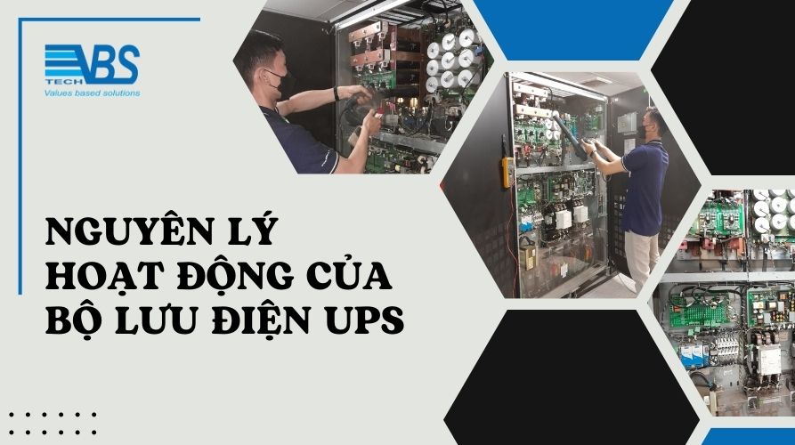 Nguyên lý hoạt động của bộ lưu điện UPS dựa trên việc kết hợp các thành phần và công nghệ để cung cấp nguồn điện liên tục và ổn định.